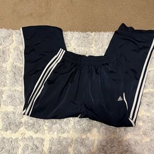 Adidas lounging navy pants with stripes large L